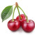 Cherries with leaf.