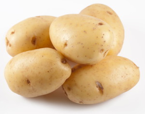 Potatoes on a white background.